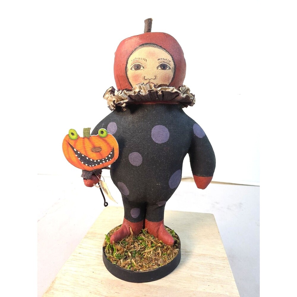 Rare Marie Burkhart Halloween Folk Art Pumpkin Doll Decor